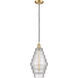 Ballston Cascade LED 8.25 inch Satin Gold Mini Pendant Ceiling Light in Clear Glass