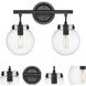 Auralume Span LED 15.38 inch Matte Black and Clear Bath Vanity Light Wall Light