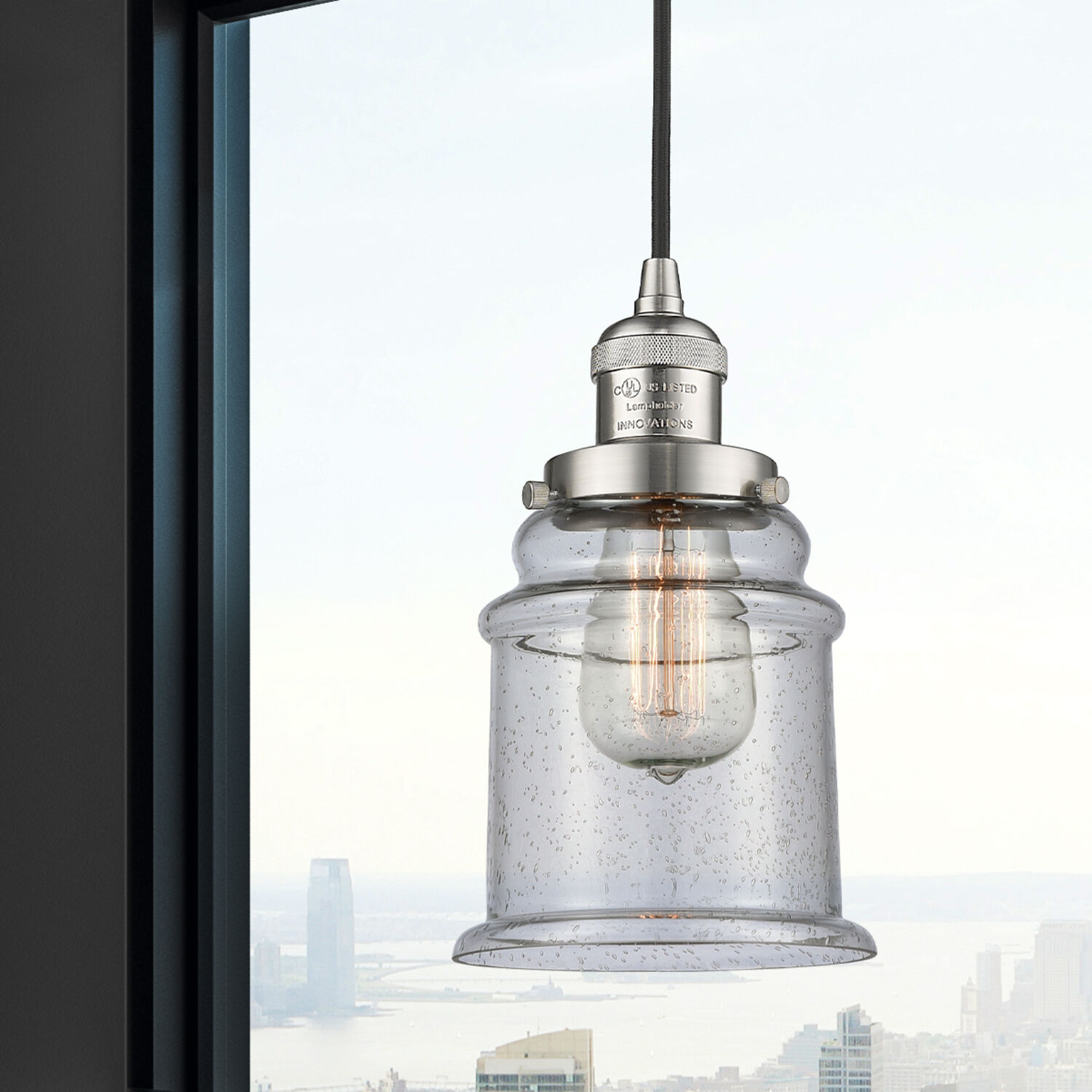 Franklin Restoration Canton 1 Light 6 inch Brushed Satin Nickel Mini Pendant Ceiling Light in Incandescent, Seedy, Franklin Restoration