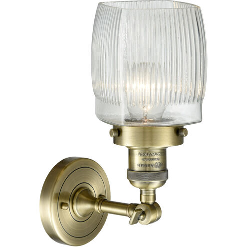Franklin Restoration Colton LED 6 inch Antique Brass Sconce Wall Light in Clear Halophane Glass, Franklin Restoration