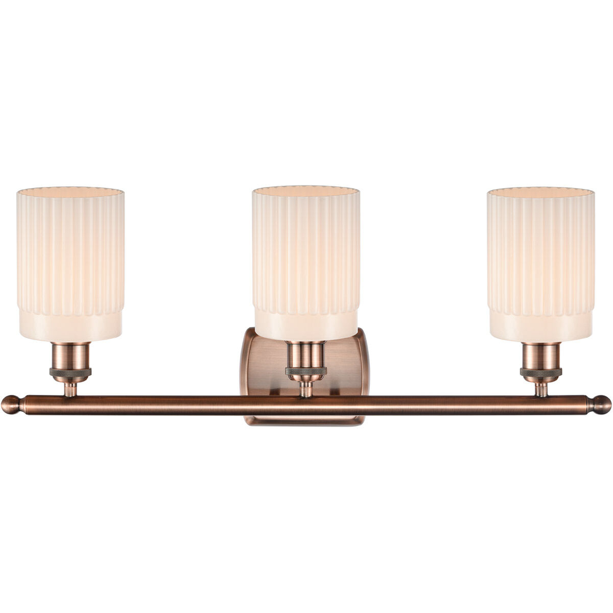 Ballston Hadley LED 26 inch Antique Copper Bath Vanity Light Wall Light in Matte White Glass, Ballston
