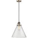 Franklin Restoration Cone 1 Light 12 inch Antique Brass Mini Pendant Ceiling Light in Incandescent, Seedy