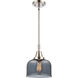Franklin Restoration X-Large Bell 1 Light 12 inch Polished Nickel Mini Pendant Ceiling Light in Plated Smoke Glass
