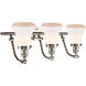 Franklin Restoration Bellmont 3 Light 28 inch Brushed Satin Nickel Bath Vanity Light Wall Light in Matte White Glass, Franklin Restoration