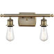 Ballston Bare Bulb 2 Light 16 inch Antique Brass Bath Vanity Light Wall Light in Incandescent, No Shade, Ballston