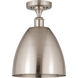 Ballston Plymouth Dome LED 9 inch Antique Brass Semi-Flush Mount Ceiling Light in Matte Blue