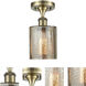Cobbleskill 1 Light 5 inch Antique Brass Semi-Flush Mount Ceiling Light in Mercury Glass