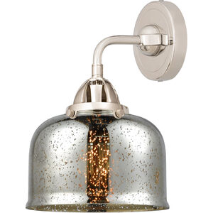 Nouveau 2 Large Bell 1 Light 8 inch Polished Nickel Sconce Wall Light in Silver Plated Mercury Glass