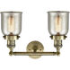 Franklin Restoration Small Bell LED 15 inch Antique Brass Bath Vanity Light Wall Light in Silver Plated Mercury Glass, Franklin Restoration