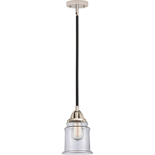 Nouveau 2 Canton 1 Light 6 inch Black Polished Nickel Mini Pendant Ceiling Light in Clear Glass