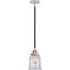 Nouveau 2 Canton 1 Light 6 inch Black Polished Nickel Mini Pendant Ceiling Light in Clear Glass
