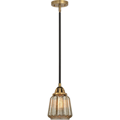 Nouveau 2 Chatham 1 Light 6 inch Black Antique Brass and Matte Black Mini Pendant Ceiling Light in Mercury Glass