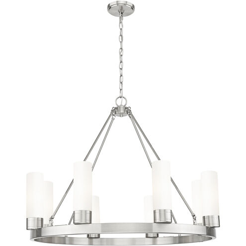 Boreas 8 Light 36 inch Satin Nickel Chandelier Ceiling Light in White Glass
