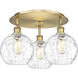 Athens Water Glass 3 Light 19.75 inch Brushed Brass Flush Mount Ceiling Light