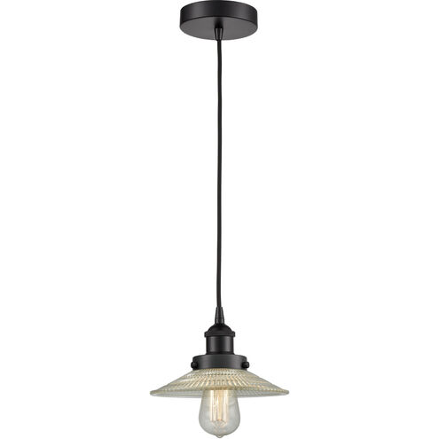 Edison Halophane 1 Light 9 inch Matte Black Mini Pendant Ceiling Light