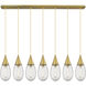 Malone 7 Light 49.75 inch Brushed Brass Linear Pendant Ceiling Light in Striped Clear Glass