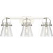 Pilaster II Cone 3 Light 26.5 inch Polished Nickel Bath Vanity Light Wall Light in Clear Glass