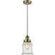 Edison Canton 1 Light 8 inch Antique Brass Mini Pendant Ceiling Light in Zebra, Edison