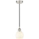 Edison White Venetian 1 Light 6 inch Polished Nickel Cord Hung Mini Pendant Ceiling Light