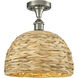 Edison Woven Rattan 1 Light 12.00 inch Semi-Flush Mount
