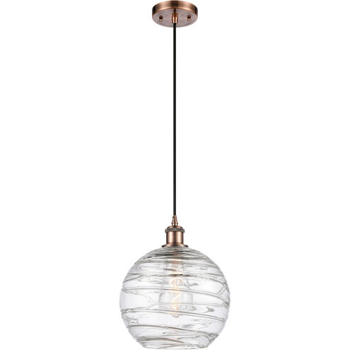 Ballston Large Deco Swirl LED 10 inch Antique Copper Mini Pendant Ceiling Light in Black Textured, Ballston