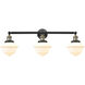Franklin Restoration Small Oxford LED 34 inch Black Antique Brass Bath Vanity Light Wall Light in Matte White Glass, Franklin Restoration