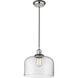 Franklin Restoration X-Large Bell 1 Light 12 inch Polished Nickel/Matte Black Mini Pendant Ceiling Light in Clear Glass