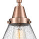 Franklin Restoration Large Cone LED 8 inch Antique Copper Mini Pendant Ceiling Light in Seedy Glass