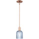 Bridal Veil 1 Light 5 inch Antique Copper Mini Pendant Ceiling Light in Blue Glass