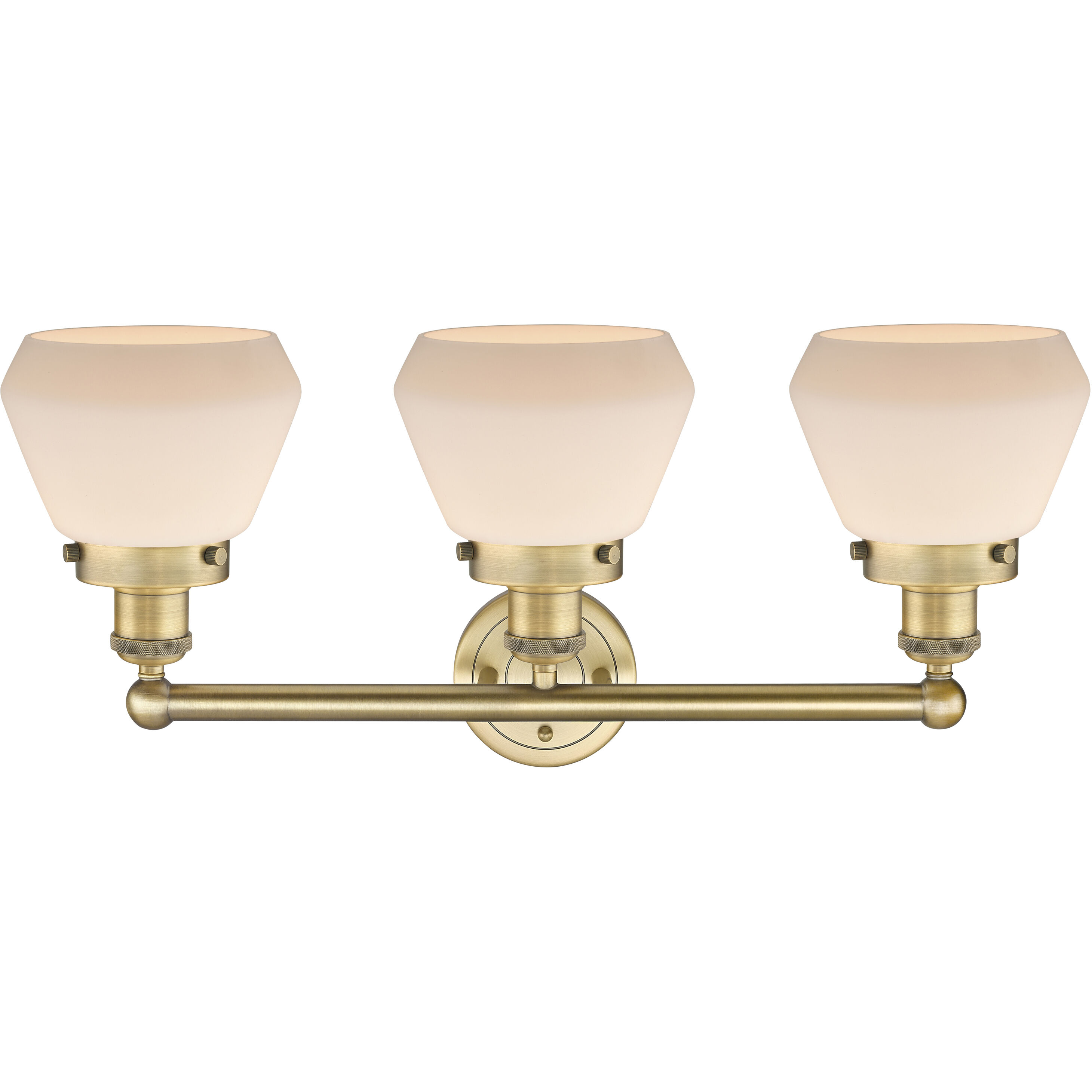 Fulton 3 Light 24.5 inch Brushed Brass Bath Vanity Light Wall Light in Matte White