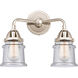 Nouveau 2 Small Canton 2 Light 13 inch Polished Nickel Bath Vanity Light Wall Light in Seedy Glass