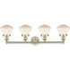 Olean 4 Light 33.5 inch Antique Brass Bath Vanity Light Wall Light in Matte White