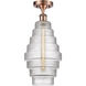 Ballston Cascade LED 8.25 inch Antique Copper Semi-Flush Mount Ceiling Light in Clear Glass