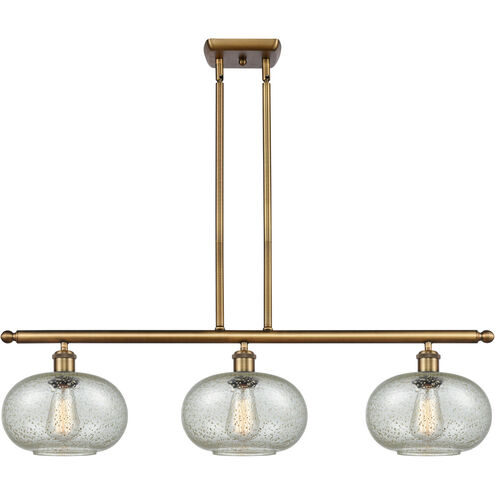 Ballston Gorham 3 Light 36 inch Brushed Brass Island Light Ceiling Light in Mica Glass, Ballston