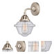 Nouveau 2 Small Oxford LED 7.5 inch Brushed Satin Nickel Sconce Wall Light in Seedy Glass