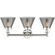 Cone 3 Light 24.5 inch Polished Nickel Bath Vanity Light Wall Light in Light Smoke Glass