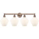 Cindyrella 4 Light 35 inch Antique Copper Bath Vanity Light Wall Light in Cased Matte White