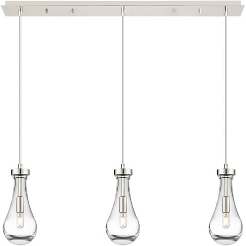 Owego 3 Light 36.88 inch Polished Nickel Linear Pendant Ceiling Light in Clear Glass