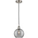 Edison Athens Deco Swirl 1 Light 8 inch Brushed Satin Nickel Cord Hung Mini Pendant Ceiling Light