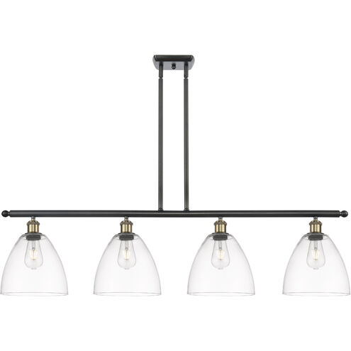 Ballston Ballston Dome 4 Light 48 inch Black Antique Brass and Matte Black Island Light Ceiling Light in Clear Glass