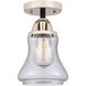 Nouveau 2 Bellmont LED 6 inch Black Polished Nickel Semi-Flush Mount Ceiling Light in Seedy Glass