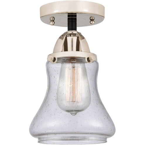 Nouveau 2 Bellmont LED 6 inch Black Polished Nickel Semi-Flush Mount Ceiling Light in Seedy Glass