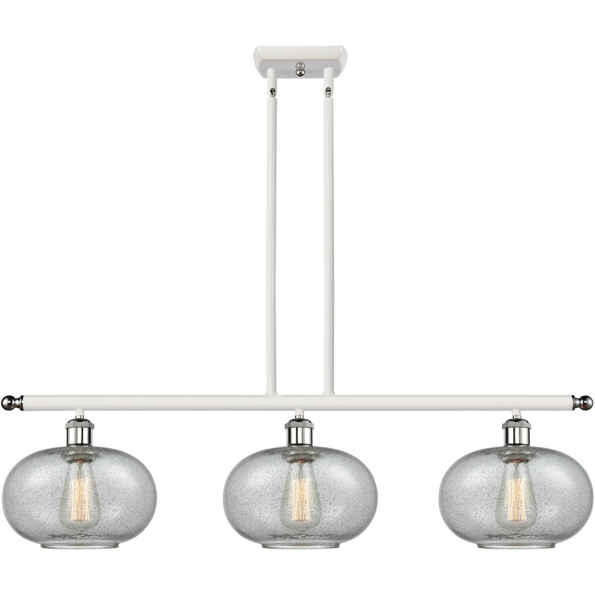 Ballston Gorham LED 36 inch White and Polished Chrome Island Light Ceiling Light in Charcoal Glass, Ballston