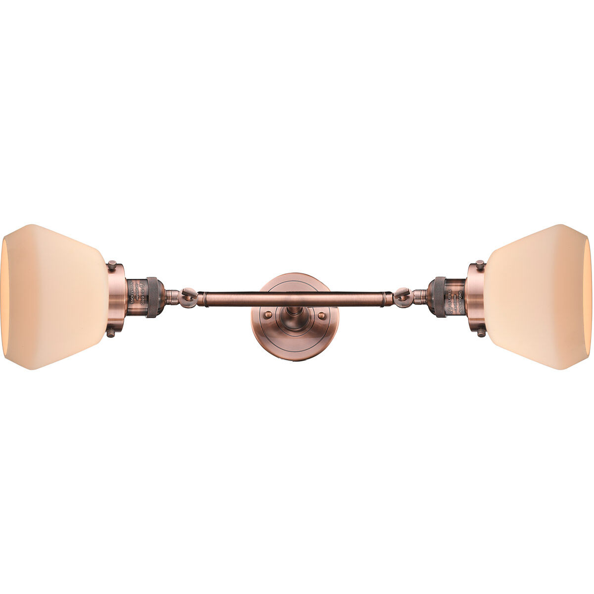 Franklin Restoration Fulton 2 Light 17 inch Antique Copper Bath Vanity Light Wall Light in Matte White Glass, Franklin Restoration