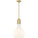 Amherst LED 11.75 inch Satin Gold Mini Pendant Ceiling Light in Matte White Glass