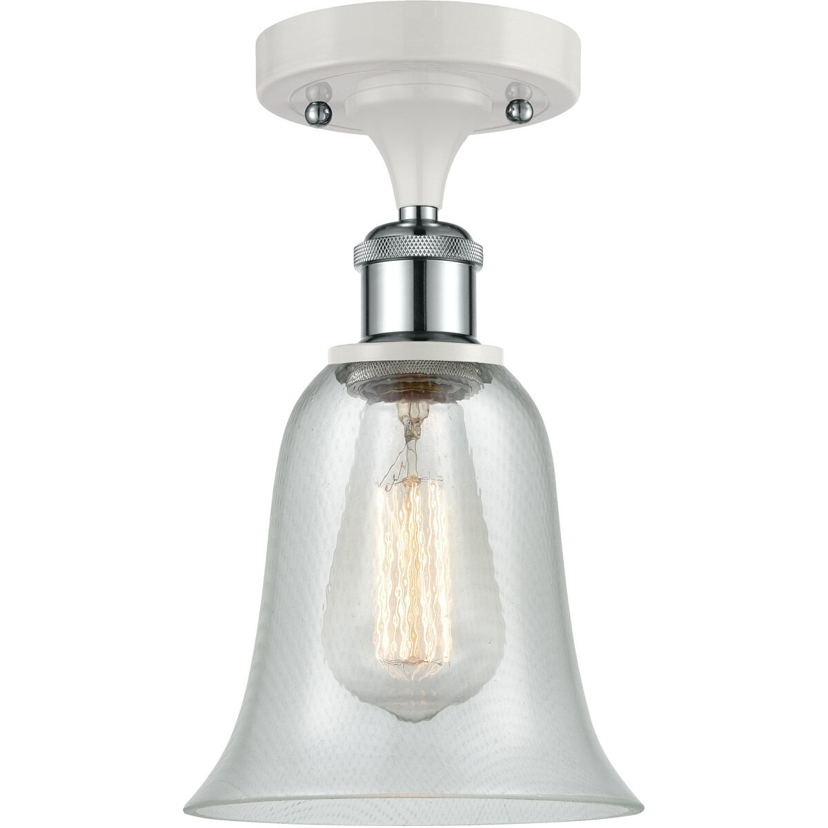 Ballston Hanover 1 Light 6.25 inch White and Polished Chrome Semi-Flush Mount Ceiling Light in Fishnet Glass, Ballston
