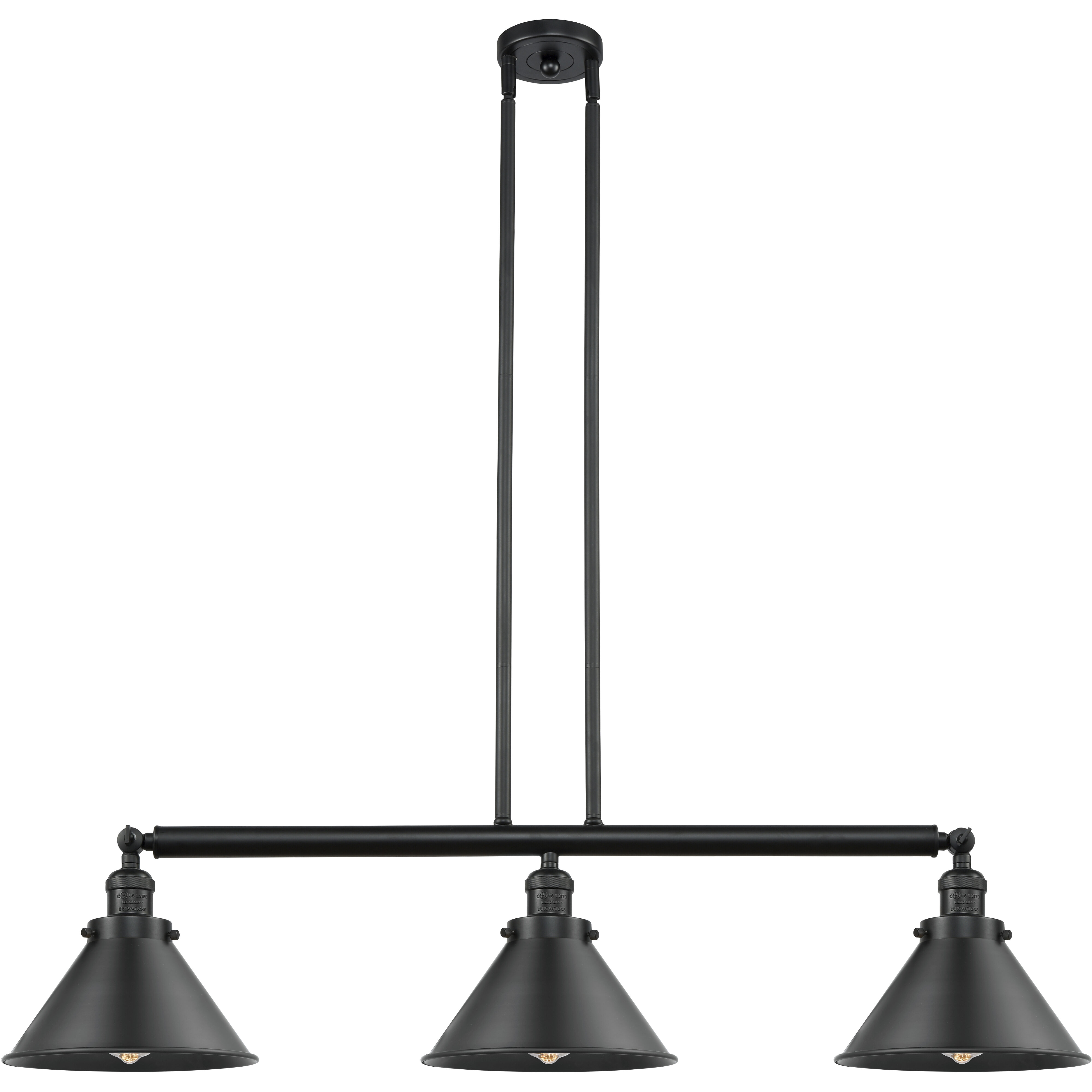 Franklin Restoration Briarcliff 3 Light 43 inch Matte Black Island Light Ceiling Light, Franklin Restoration