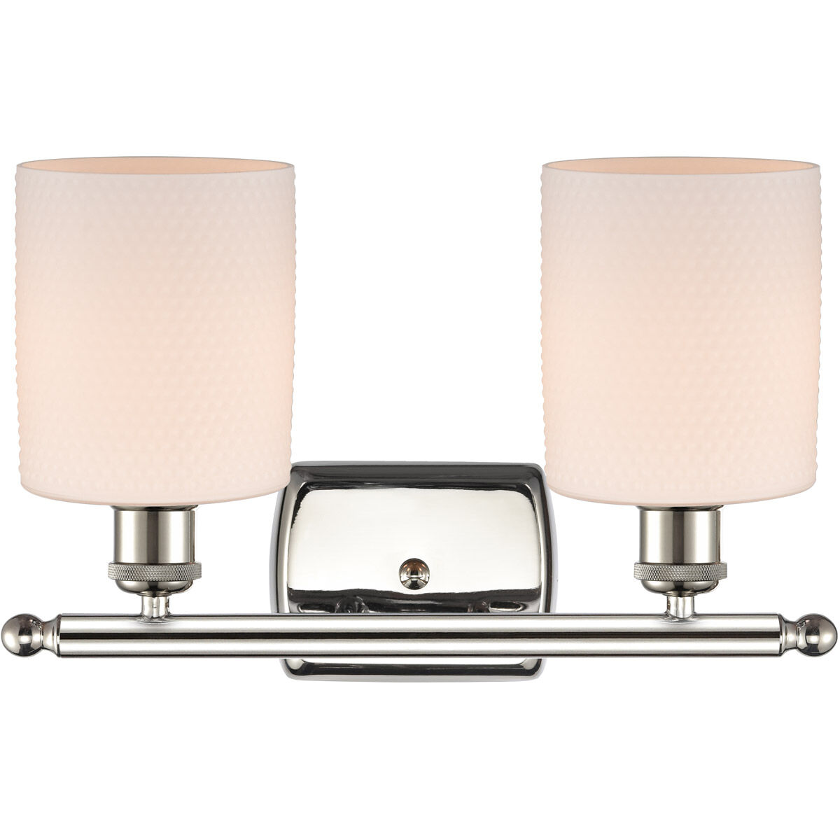 Ballston Cobbleskill 2 Light 16 inch Polished Nickel Bath Vanity Light Wall Light in Matte White Glass, Ballston