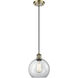 Ballston Athens 1 Light 8 inch Antique Brass Mini Pendant Ceiling Light in Incandescent, Clear Glass, Ballston