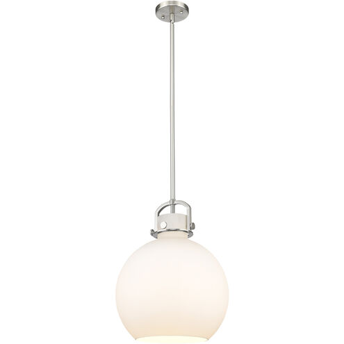 Downtown Urban Newton Sphere 1 Light 14 inch Satin Nickel Pendant Ceiling Light in Matte White